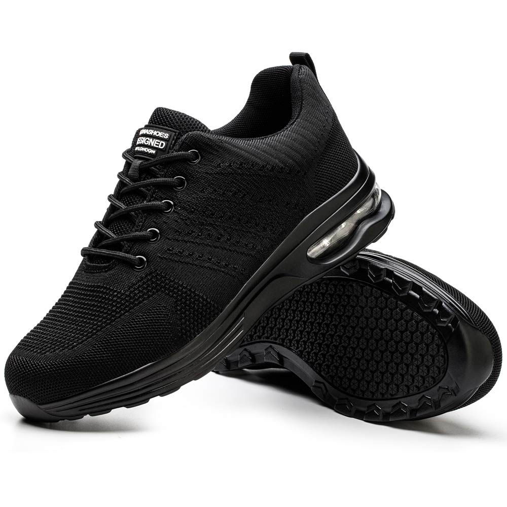 Safety Shoes Steel Toe Cap Shoes Work Shoes Comfortable and Light Safety Trainers Slip and Oil Resistant For Men Women and Ladies Delta Black Rona Shoes